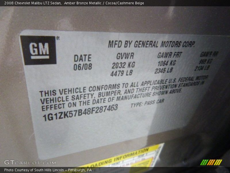 Amber Bronze Metallic / Cocoa/Cashmere Beige 2008 Chevrolet Malibu LTZ Sedan