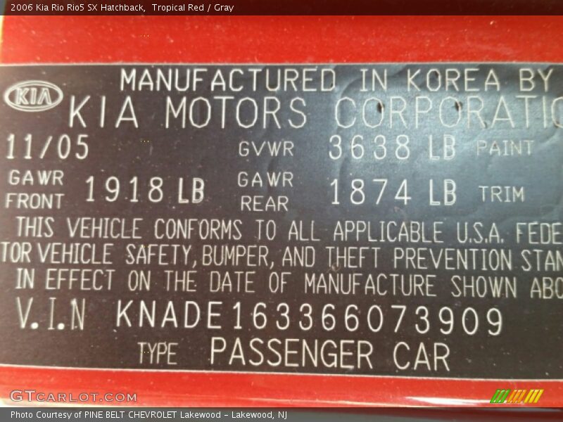 Tropical Red / Gray 2006 Kia Rio Rio5 SX Hatchback