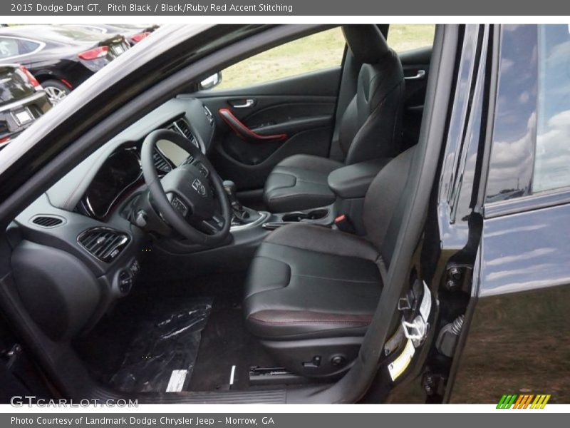 Pitch Black / Black/Ruby Red Accent Stitching 2015 Dodge Dart GT
