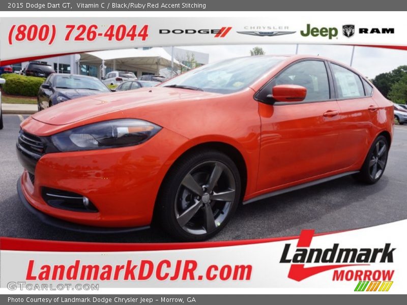Vitamin C / Black/Ruby Red Accent Stitching 2015 Dodge Dart GT