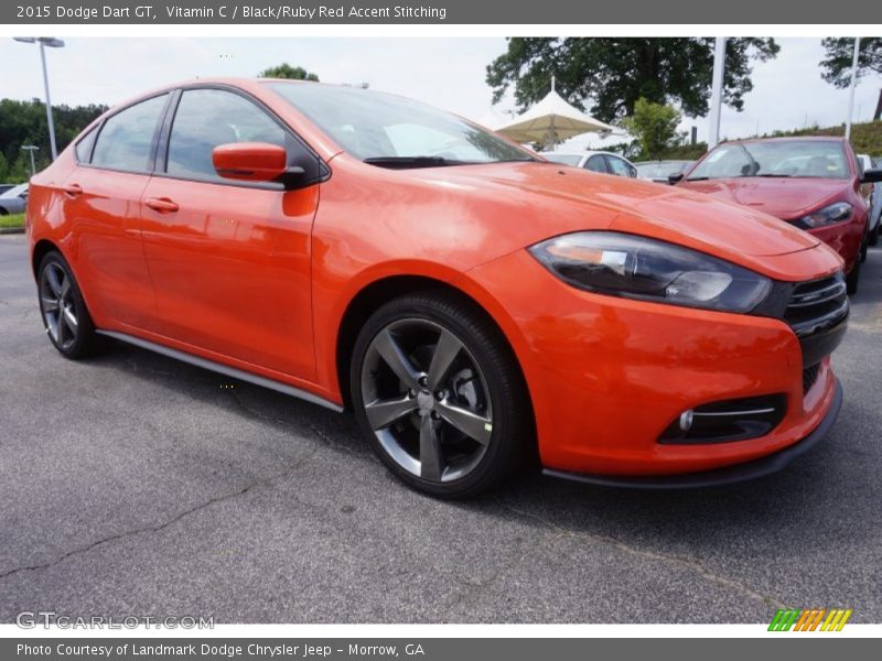 Vitamin C / Black/Ruby Red Accent Stitching 2015 Dodge Dart GT
