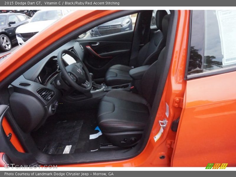Vitamin C / Black/Ruby Red Accent Stitching 2015 Dodge Dart GT