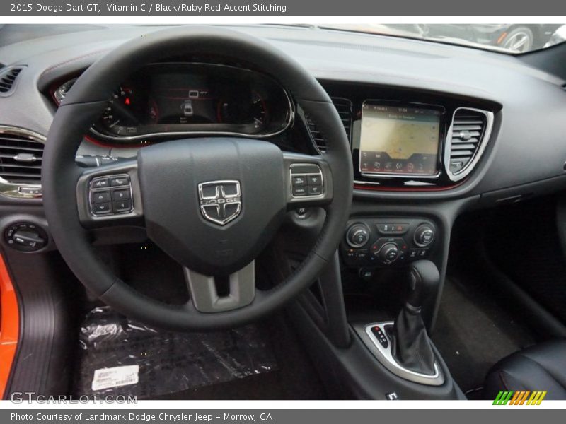 Vitamin C / Black/Ruby Red Accent Stitching 2015 Dodge Dart GT