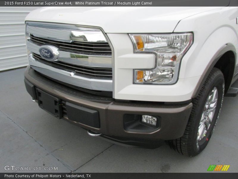 White Platinum Tricoat / Medium Light Camel 2015 Ford F150 Lariat SuperCrew 4x4