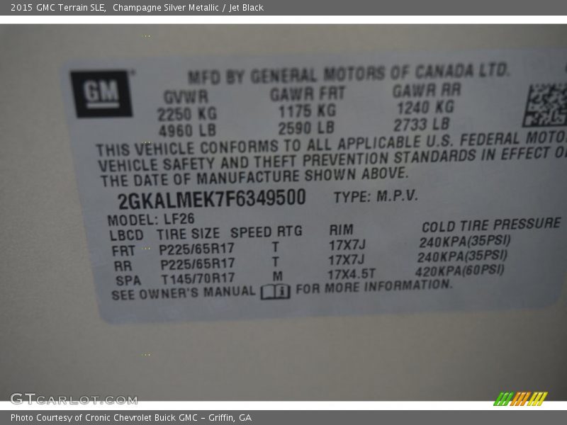 Champagne Silver Metallic / Jet Black 2015 GMC Terrain SLE