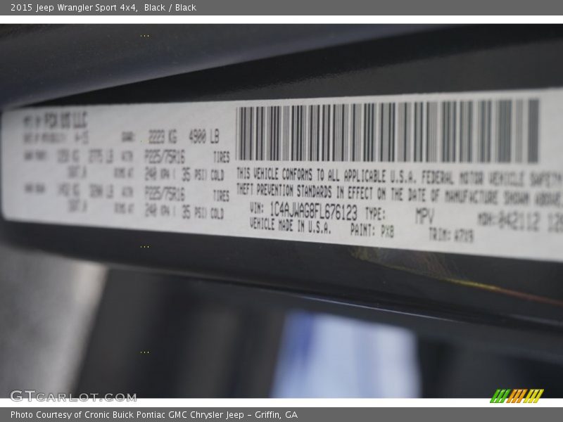 Black / Black 2015 Jeep Wrangler Sport 4x4