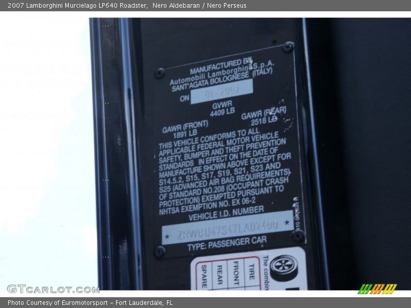 Nero Aldebaran / Nero Perseus 2007 Lamborghini Murcielago LP640 Roadster