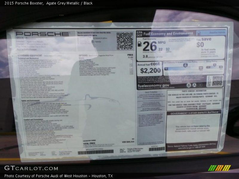 Agate Grey Metallic / Black 2015 Porsche Boxster