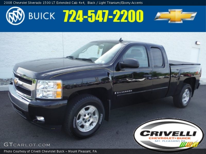 Black / Light Titanium/Ebony Accents 2008 Chevrolet Silverado 1500 LT Extended Cab 4x4