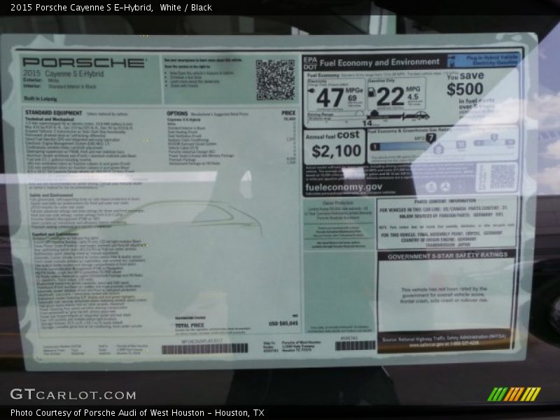 White / Black 2015 Porsche Cayenne S E-Hybrid