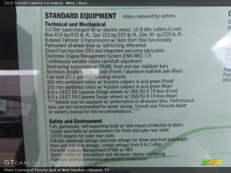 White / Black 2015 Porsche Cayenne S E-Hybrid