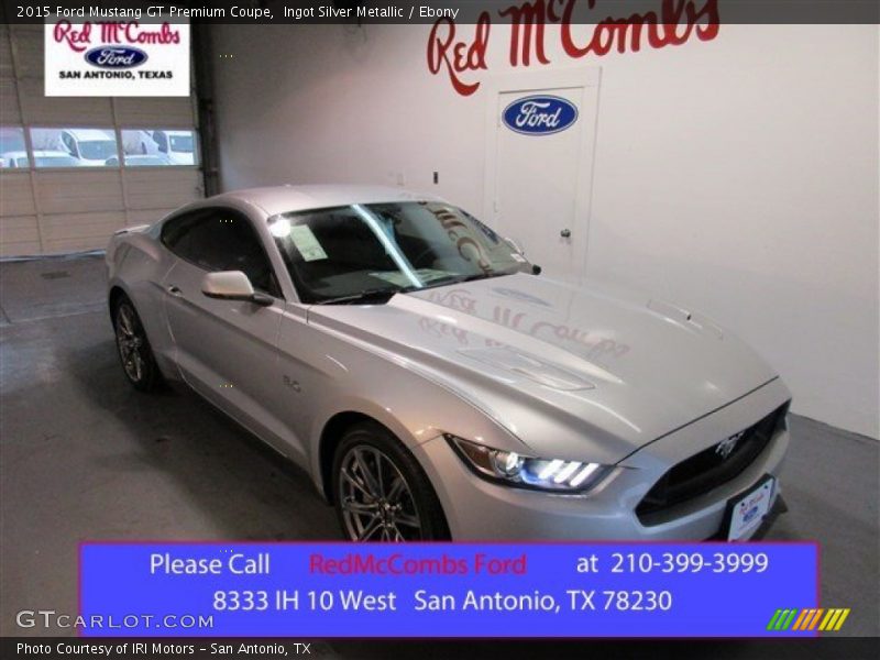 Ingot Silver Metallic / Ebony 2015 Ford Mustang GT Premium Coupe