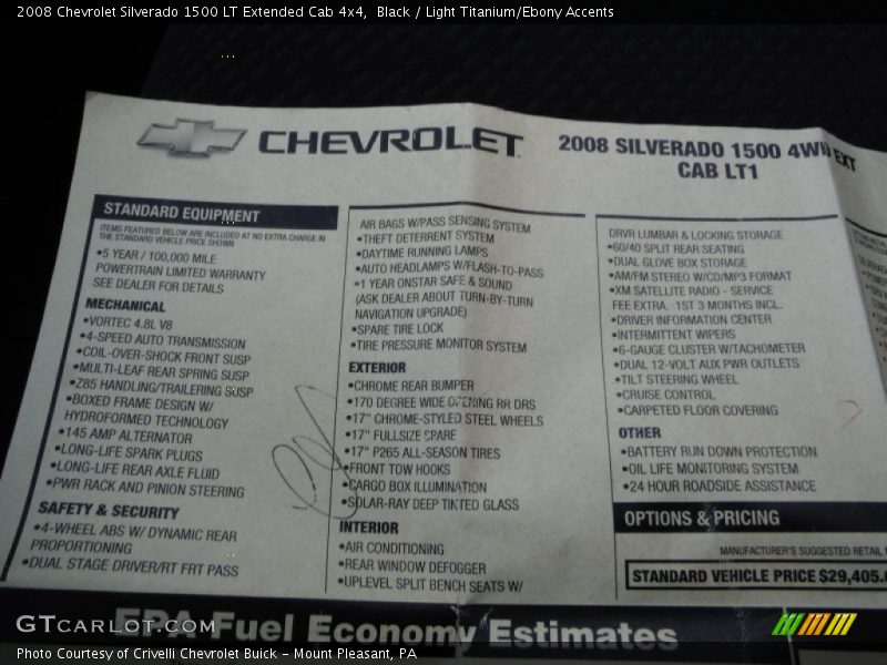 Black / Light Titanium/Ebony Accents 2008 Chevrolet Silverado 1500 LT Extended Cab 4x4