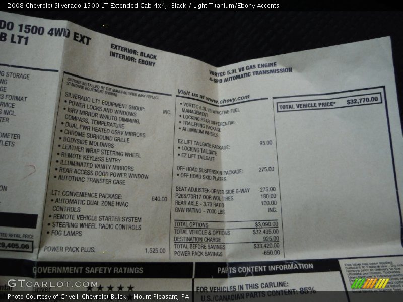 Black / Light Titanium/Ebony Accents 2008 Chevrolet Silverado 1500 LT Extended Cab 4x4