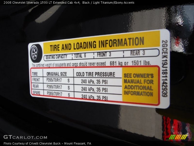 Black / Light Titanium/Ebony Accents 2008 Chevrolet Silverado 1500 LT Extended Cab 4x4