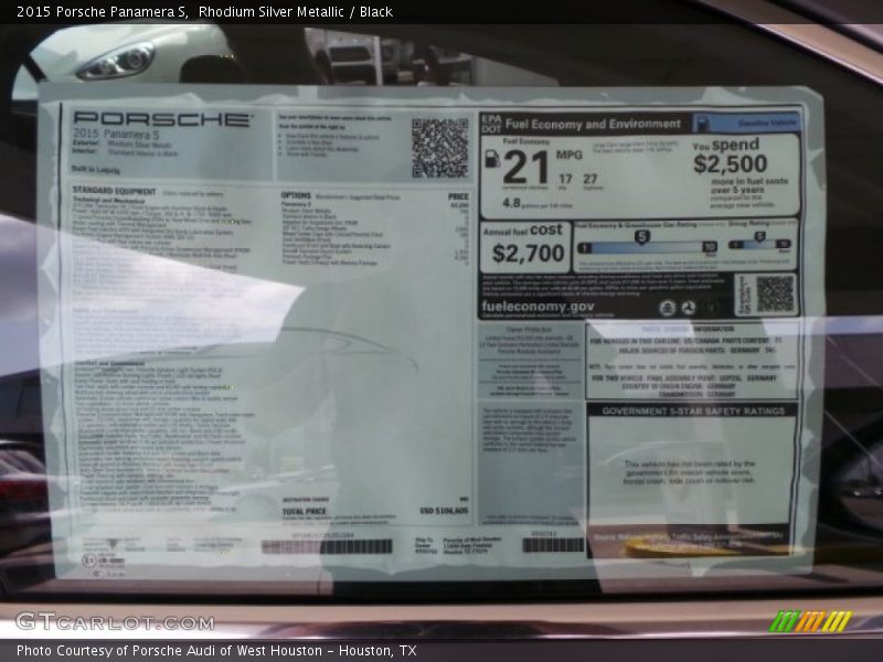  2015 Panamera S Window Sticker