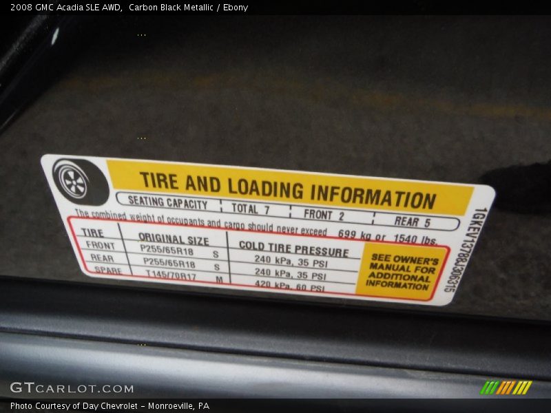Carbon Black Metallic / Ebony 2008 GMC Acadia SLE AWD