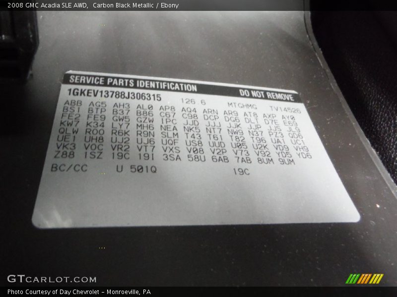 Carbon Black Metallic / Ebony 2008 GMC Acadia SLE AWD