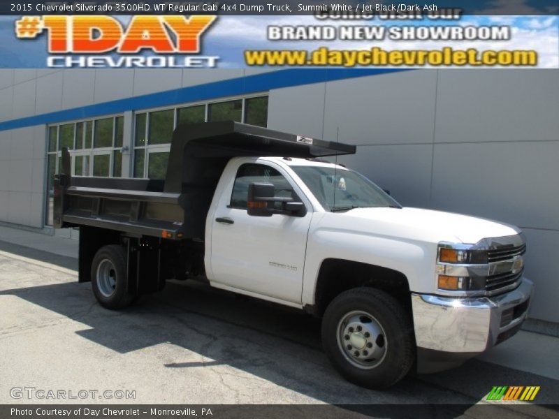 Summit White / Jet Black/Dark Ash 2015 Chevrolet Silverado 3500HD WT Regular Cab 4x4 Dump Truck