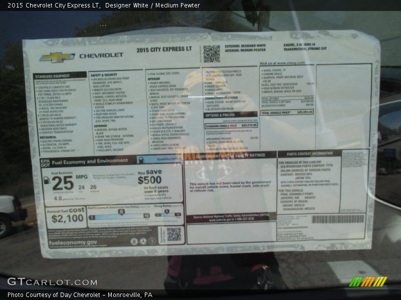 Designer White / Medium Pewter 2015 Chevrolet City Express LT