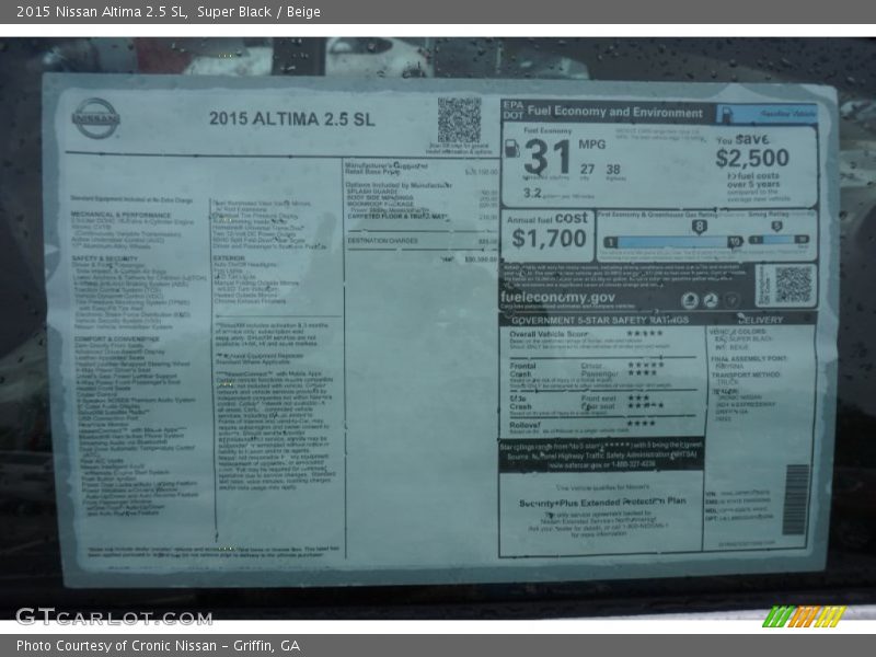 Super Black / Beige 2015 Nissan Altima 2.5 SL