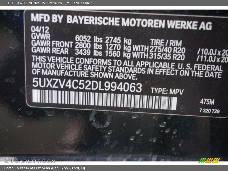 Jet Black / Black 2013 BMW X5 xDrive 35i Premium