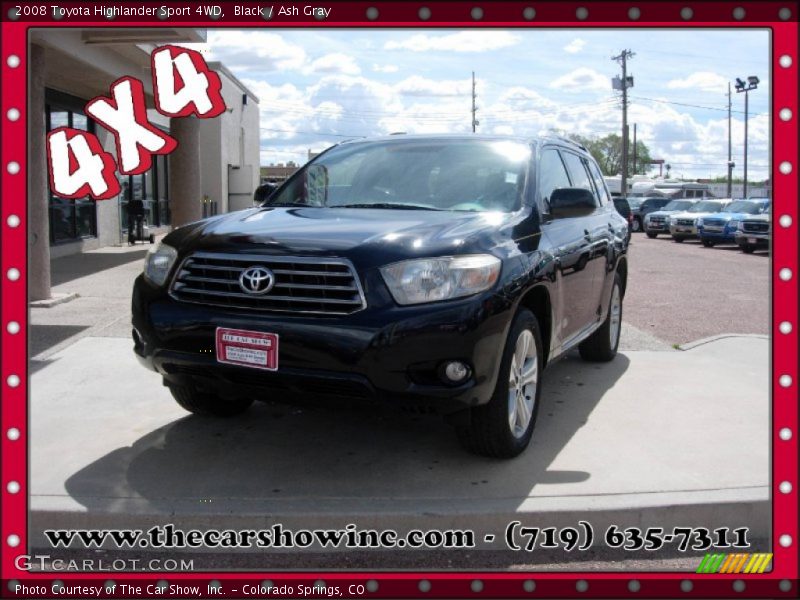Black / Ash Gray 2008 Toyota Highlander Sport 4WD