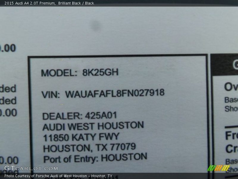 Brilliant Black / Black 2015 Audi A4 2.0T Premium
