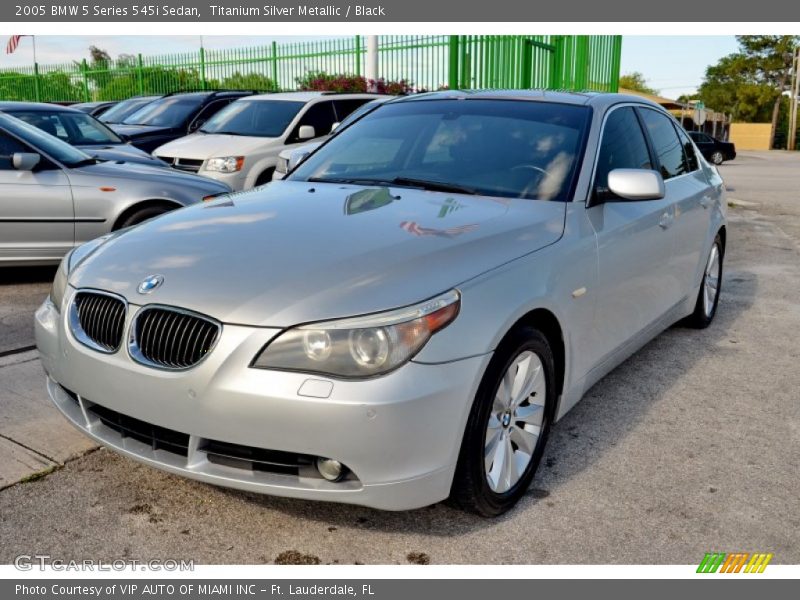 Titanium Silver Metallic / Black 2005 BMW 5 Series 545i Sedan
