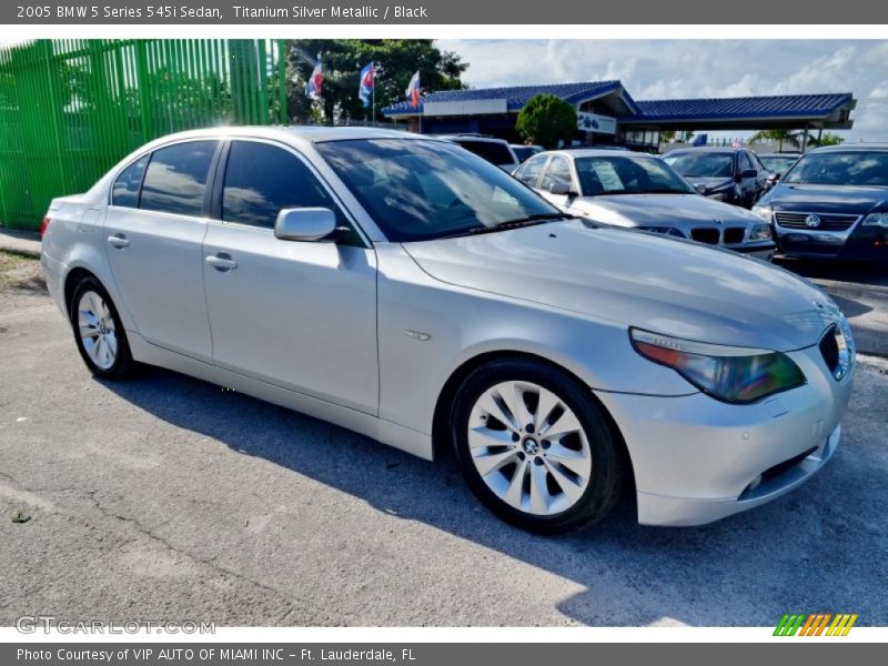 Titanium Silver Metallic / Black 2005 BMW 5 Series 545i Sedan