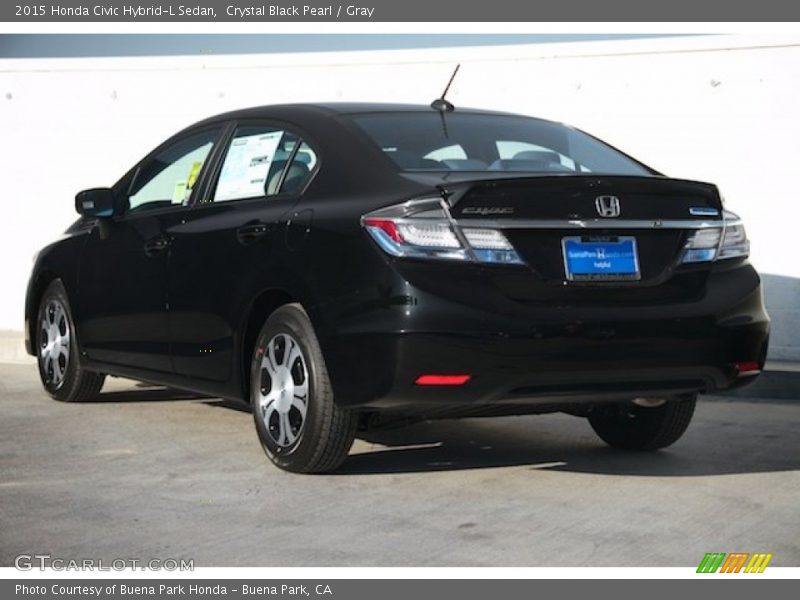 Crystal Black Pearl / Gray 2015 Honda Civic Hybrid-L Sedan