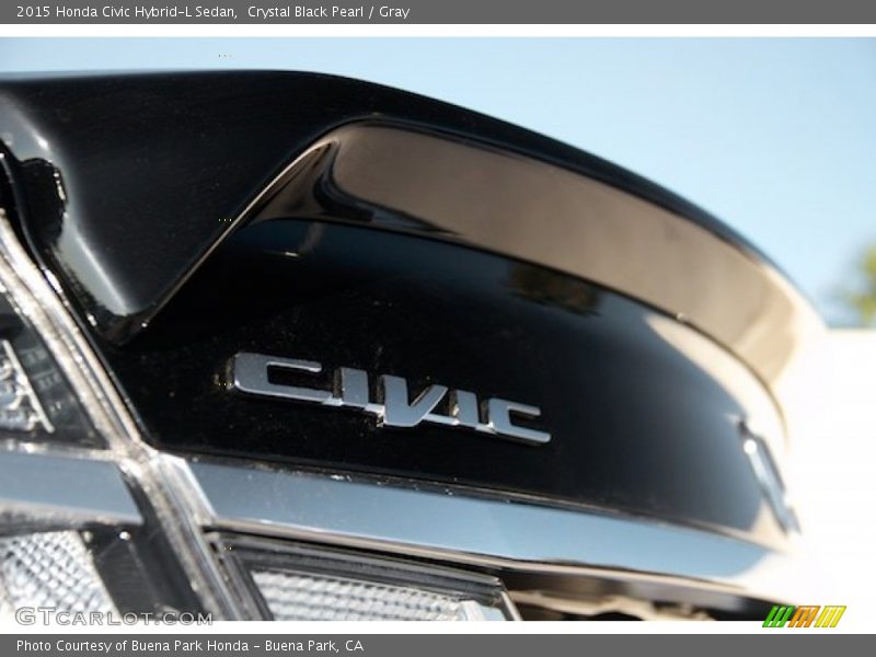 Crystal Black Pearl / Gray 2015 Honda Civic Hybrid-L Sedan