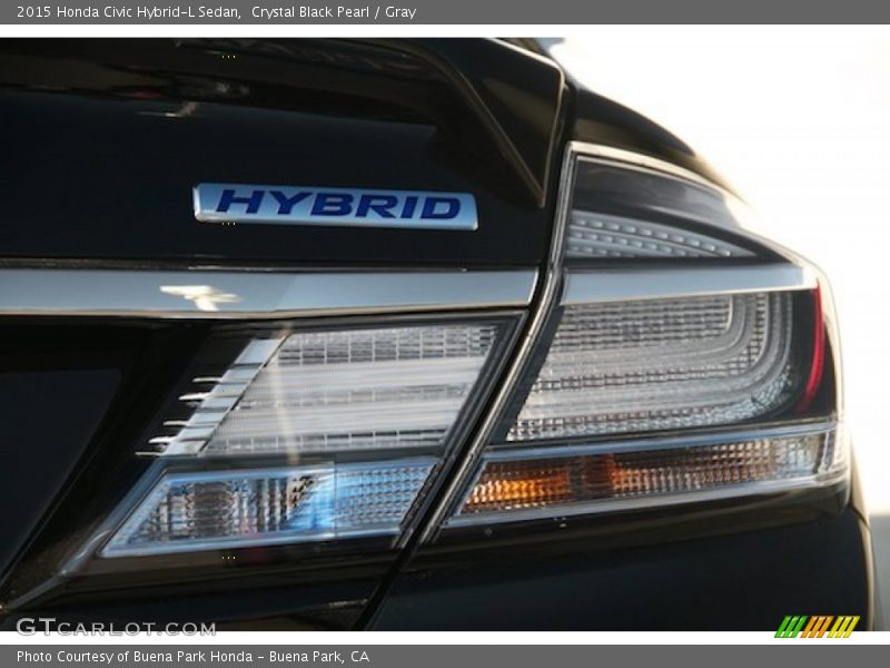 Crystal Black Pearl / Gray 2015 Honda Civic Hybrid-L Sedan