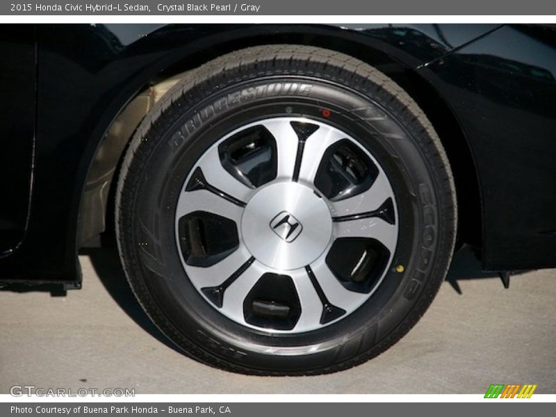 Crystal Black Pearl / Gray 2015 Honda Civic Hybrid-L Sedan