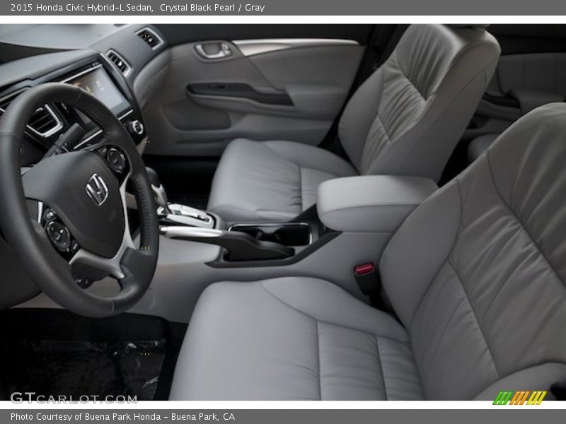 Crystal Black Pearl / Gray 2015 Honda Civic Hybrid-L Sedan
