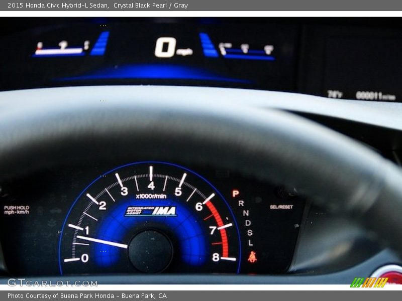 Crystal Black Pearl / Gray 2015 Honda Civic Hybrid-L Sedan