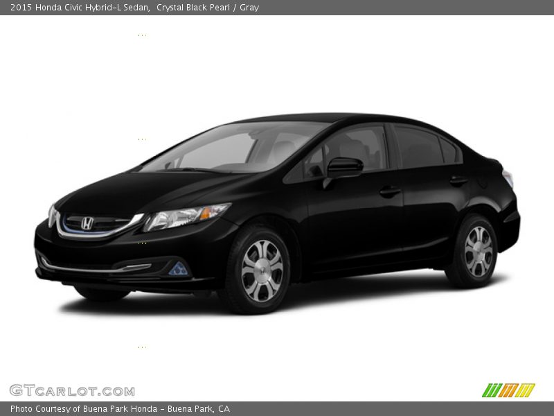 Crystal Black Pearl / Gray 2015 Honda Civic Hybrid-L Sedan