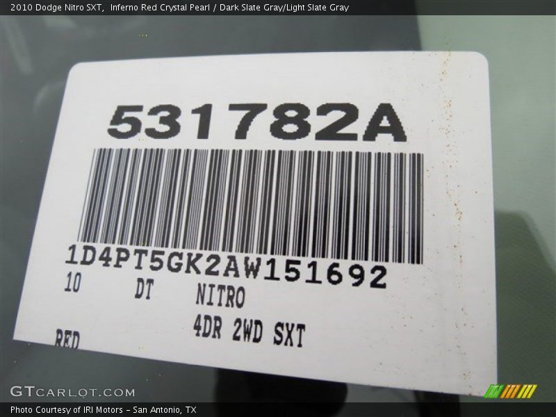 Inferno Red Crystal Pearl / Dark Slate Gray/Light Slate Gray 2010 Dodge Nitro SXT
