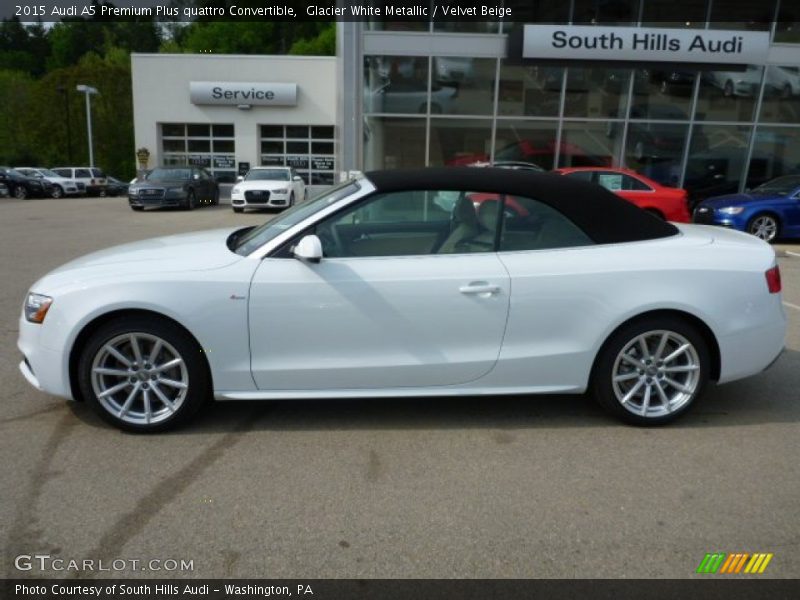 Glacier White Metallic / Velvet Beige 2015 Audi A5 Premium Plus quattro Convertible