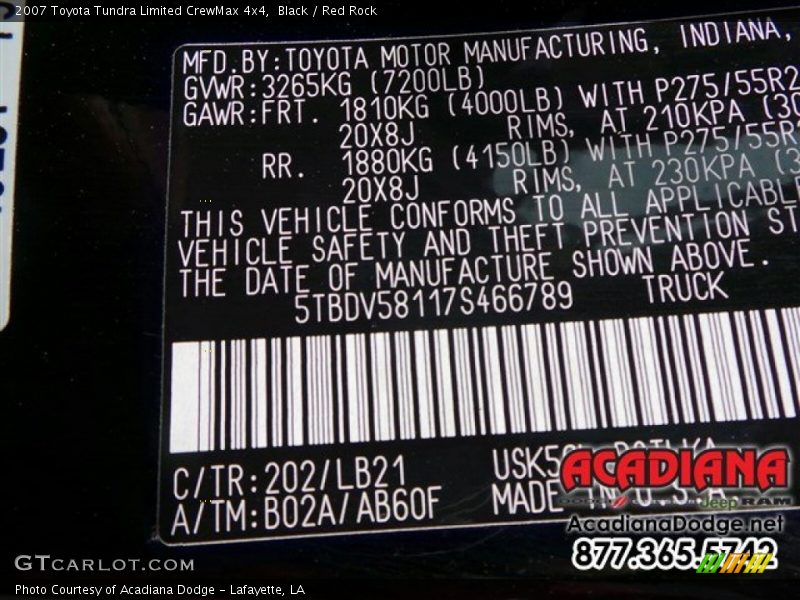 Black / Red Rock 2007 Toyota Tundra Limited CrewMax 4x4