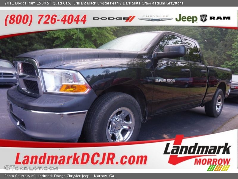 Brilliant Black Crystal Pearl / Dark Slate Gray/Medium Graystone 2011 Dodge Ram 1500 ST Quad Cab