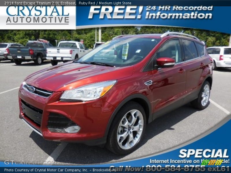 Ruby Red / Medium Light Stone 2014 Ford Escape Titanium 2.0L EcoBoost