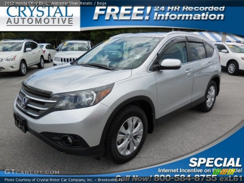 Alabaster Silver Metallic / Beige 2012 Honda CR-V EX-L