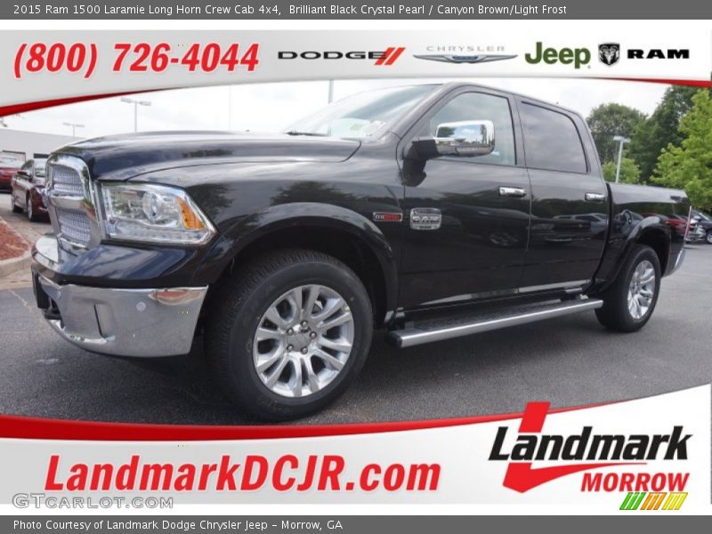 Brilliant Black Crystal Pearl / Canyon Brown/Light Frost 2015 Ram 1500 Laramie Long Horn Crew Cab 4x4