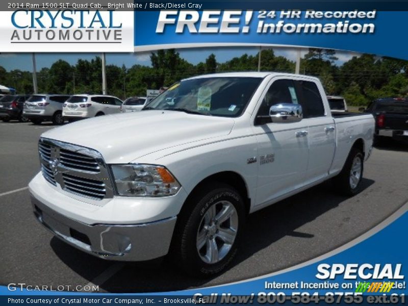 Bright White / Black/Diesel Gray 2014 Ram 1500 SLT Quad Cab