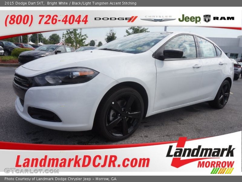Bright White / Black/Light Tungsten Accent Stitching 2015 Dodge Dart SXT