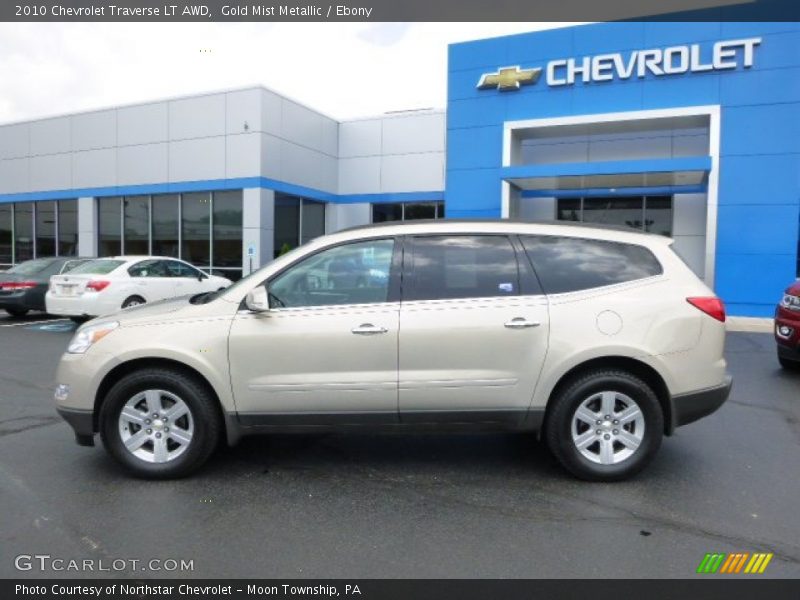 Gold Mist Metallic / Ebony 2010 Chevrolet Traverse LT AWD