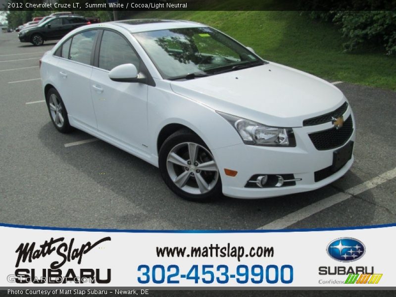 Summit White / Cocoa/Light Neutral 2012 Chevrolet Cruze LT