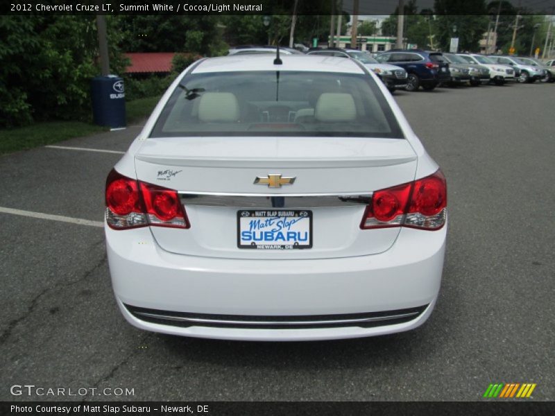 Summit White / Cocoa/Light Neutral 2012 Chevrolet Cruze LT