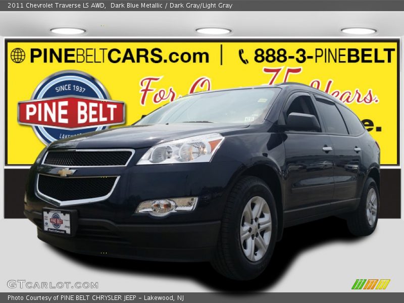 Dark Blue Metallic / Dark Gray/Light Gray 2011 Chevrolet Traverse LS AWD